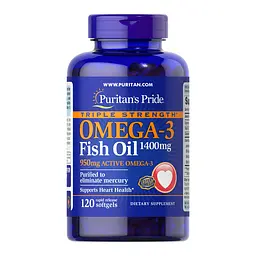 Омега-3 рыбий жир Puritans Pride Triple Strength Active 1400 мг 120 софтгелей
