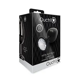 Анальна пробка Ouch! Round Gem Butt Plug L, 9.3 см (чорний) - мініатюра 6