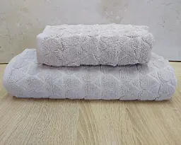 Набір турецьких махрових рушників 50х90+70х140 Gulcan Jacquard Cotton Lux Damla Acik Bej - мініатюра 1
