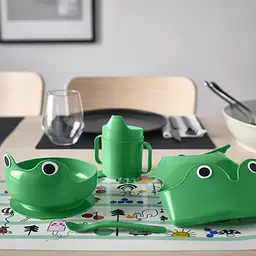 Набір дитячого посуду IKEA 4 предмети зелений для годування дітей - мініатюра 2