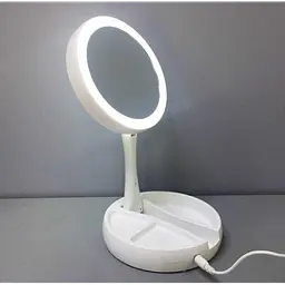 Дзеркало для макіяжу з підсвіткою, настільне, складане, 22 LED, 24×36 см - мініатюра 2