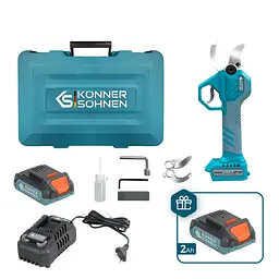Konner & Sohnen Секатор акумуляторний Konner&Sohnen KS CPS20V-40 CASE PLUS 20В акб 2х2А·рік d 20-40мм ЗП кейс 1кг