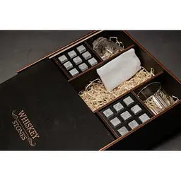 Подарунковий набір Whiskey Stones камені для віскі у дерев'яному пеналі №8 + 4 склянки Bormioli Rocco Selecta + щипці + мішечок - мініатюра 3