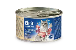 Вологий корм для котів Brit Premium by Nature Chicken with Beef курка з яловичиною 200 г