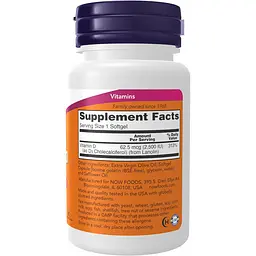 Вітамін D3 2500 IU Now Foods 180 м'яких капсул - мініатюра 2