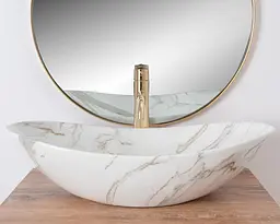Умивальник Rea Royal 36x62,5 Shiny Aiax Marmur (REA-U8548), Глянцева - мініатюра 4