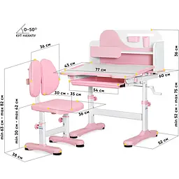 Комплект меблів Mealux Wave Pink: стіл + стільчик + полиця (BD-31 PN)  - мініатюра 2
