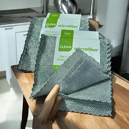 Серветка полірувальна з мікрофібри з абразивною сіткою для посуду, скла та меблів (набір з 5 штук), Yu Xin Сірий 86577 - мініатюра 10