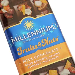 Шоколад Millennium Fruits & Nuts молочний з мигдалем, фундуком, курагою та родзинками 140 г (782561) - мініатюра 3