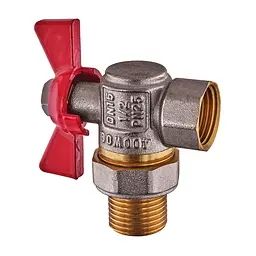 Кран з американкою кутовий, ручка "метелик" червона Waterpro WP400-15FMW-L - 1/2" WP2895 - мініатюра 2