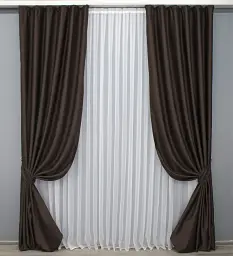 Комплект штор VR-Textil Midnight блекаут 2 шт 150x290 см венге (1678ш) - мініатюра 2