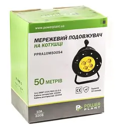 Подовжувач мережевий на котушці PowerPlant, 4 розетки, 50 м, Black, 10A, до 2.5 кВт, 3x1.5 мм² (PPRA10M500S4) - мініатюра 4