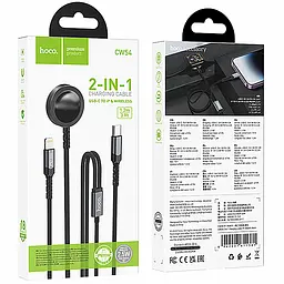 Дата кабель Hoco CW54 2in1 Type-C to iWatch/Lightning 2.5W (1.2m) Black - мініатюра 5