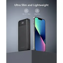 Портативний зарядний пристрій Charmast LED Display вбудовані кабелі 10000 mAh ультратонкий - мініатюра 7