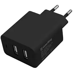 Зарядний пристрій ColorWay 2USB AUTO_ID 4.8A (24W) black (CW-CHS016-BK)