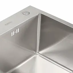Кухонна мийка нержавійка 50x45 Platinum Handmade (сифон круглий, 3,0/0,8), Нержавіюча сталь - мініатюра 4