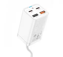 Потужний зарядний пристрій GaN3 65 W Baseus 2xUSB-A + 2xType-C з китайською вилкою (CCDK65C)