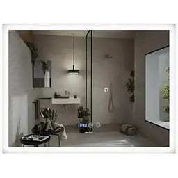 Дзеркало Mixxus FLAT MR04-100x80 з LED Touch, Anti-fog, димером, регулюванням яскравості, годинником (MI6927)