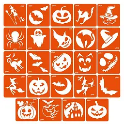 Набір трафаретів для біо-тату Хеловін halloween-simple 6 x 6 см 24 шт