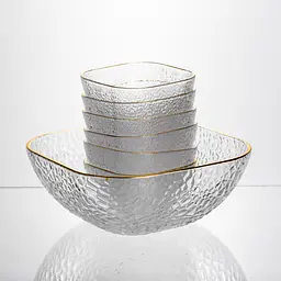 Набір салатниць Golden 7 штук 1.5 л/0.2 л із золотою окантовкою Yiwu HP-34-43 - мініатюра 5