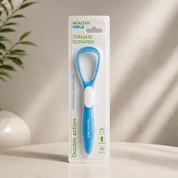 Скребок для очищення язика та свіжого дихання Healthy Smile, блакитний