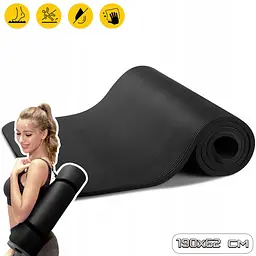 Килимок гімнастичний NBR FitMat 190×62×1,5 см, чорний, для фітнесу й йоги - мініатюра 4