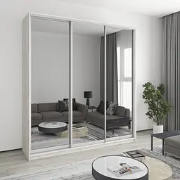 Шафа-купе тридверна MebelStar Стандарт AL 3 Дзеркала 220x60x240 см Аляска сірий (MBS-1880)