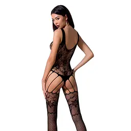 Ажурний бодістокінг з імітацією панчіх Passion BS074 black - мініатюра 2