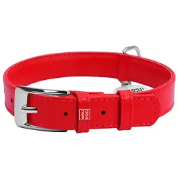 Нашийник для собак Waudog Glamour, шкіряний, з QR паспортом, 30-39х2 см, червоний