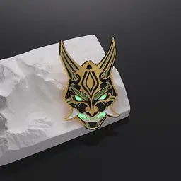 Значок Геншин Імпакт Маска Сяо Genshin Impact Xiao Mask 5 см світиться в темряві P GI XM 01 - мініатюра 2