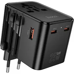 Мережевий зарядний пристрій Hoco AC31 USB/2 Type-C PD 25W чорний