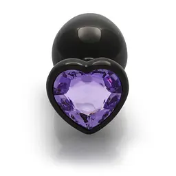 Анальна пробка Ouch! Heart Gem Butt Plug Small, 6.9 см (чорний) - мініатюра 3