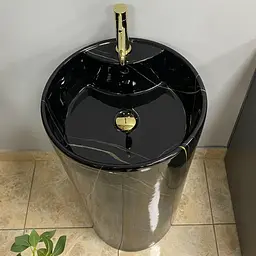 Умивальник підлоговий VBI Bolonia M black marble VBI-019026, Чорний матовий - мініатюра 3