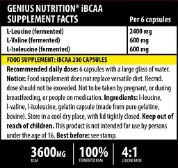 Амінокислота Genius Nutrition iBCAA 200 капсул - мініатюра 2