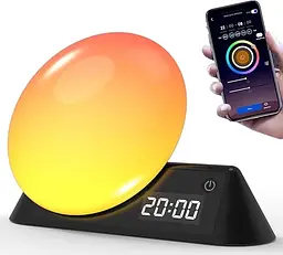 Розумний смарт будильник нічний wake-up light лампа з імітацією світанку і led підсвічуванням Bolong teh0032227