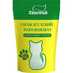 Силікагель наповнювач Хвостик для котів із зеленими гранулами дрібна фракція 3.6 л