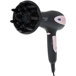 Фен Adler AD 2248 black 2200Вт/ 2 швидкості/ хол.обдув/ темп.режимів-3/ іонізація/ насадки - 2 шт. - мініатюра 2