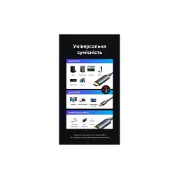Кабель мультимедійний USB-C to HDMI M 1.5m 4K60Hz + USB-C F power gray Vention (ABLHG) - мініатюра 12