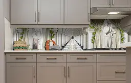 Кухонний фартух Античні Статуї вінілова наклейка для кухні колони Архітектура Сірий Happy Pocket Z181304 - мініатюра 2