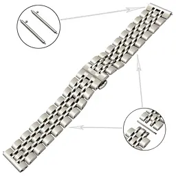 Браслет BeWatch для Mobvoi TicWatch Pro 3/Huawei Watch GT 2 46мм/GT 2 Pro 22мм Link сталевий Сріблястий (1021405) - мініатюра 5