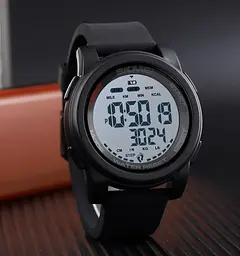 Чоловічий спортивний годинник Skmei 1469 Fitness (Чорний з білим) - мініатюра 3