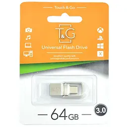 Флеш-накопичувач TG 104 Metal Series 2in1 USB 3.0 (USB-A/C) - 64GB Срібний - мініатюра 2