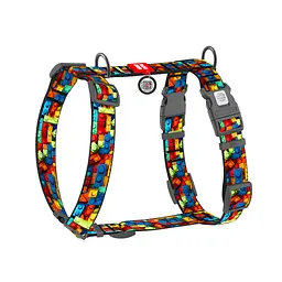 Шлея для собак WAUDOG Nylon анатомічна H-подібна з QR-паспортом "Блоки" пластиковий фастекс, L (345-4056)