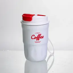 Термочашка Coffee 400 мл з ремінцем і відкидною кришкою-клапаном Yiwu білий