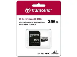 Карта пам'яті Transcend 340S microSDXC UHS-I U3 V30 A2 + SD Adapter 256 GB (TS256GUSD340S) - мініатюра 2