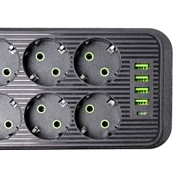 Мережевий фільтр-подовжувач SMART 6 розеток 5 USB 3 метри, чорний
 - мініатюра 5