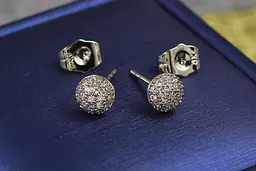 Сережки гвоздики Xuping Jewelry напівсфера з камінців 7 мм сріблясті - мініатюра 2