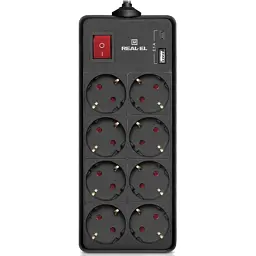 Мережевий фільтр живлення REAL-EL RS-PROTECT 805 3m, black (EL122300043)
