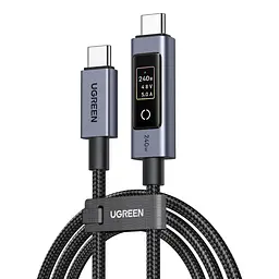 Кабель UGREEN L541 USB-C - USB-C PD 3.1 240 Вт з дисплеєм 2 м чорний (55816)