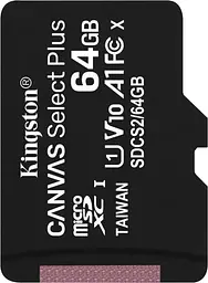Карта пам'яті Kingston microSDHC/SDXC UHS-I Class 10 Canvas Select Plus 64Gb